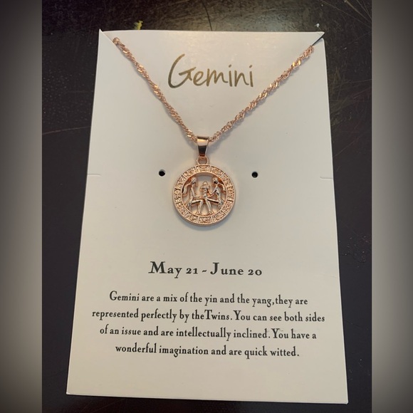 Gemini Pendant on 19” Chain in Rose Gold - Picture 1 of 2